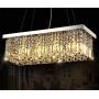 7PM W40'' x D10'' Modern Rain Drop Rectangle Clear K9 Crystal Chandelier Pendant Lamp Lighting Fixture 8 Lights for Dining Living Bedroom Room (Chrome Frame)