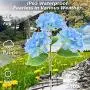 Solar Lights Outdoor Decorative - 2 Pack Hydrangea Solar Garden Stake Lights Waterproof and Realistic LED Flowers Powered Outdoor In-Ground Lights for Garden Lawn Patio Backyard (Blue)
