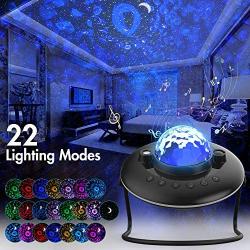 Night Light Projector, 3 in 1 Ocean Wave Nebula Starry Projector with Bluetooth Speaker, 120°Rotatable 2000mAh Battery LED Ambience Light for Kids Adults Bedroom Home Party