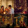 Curtain String Lights, 300 Brilliant LED Lights USB Powered Window String Light, IP64 Waterproof Decorative Lights for Wedding, Home, Party, Bedroom (Warm Light) (9.8ftx9.8ft)