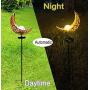 Solar Garden Stake Lights, Crackle Glass Globe with Hollowed-Out Metal Moon Molded,Solar Led Landscape Lights, Outdoor Waterproof Automatic On/Off Solar Powered Yard, Patio,Deck,Lawn Lighting Decor