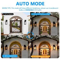 2-Pack Motion Sensor Outdoor Wall Lanterns, Upgrade Dusk to Dawn Wall Sconce, Waterproof Porch Light Fixtures Wall Mount with Seeded Glass for Entryway Doorway Garage, E26 Socket, PIR Motion Activated