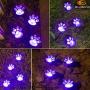 Elnsivo Solar Paw Print Lights, Purple Lights Halloween Decor, Solar Lights Outdoor Dog Cat Puppy Animal Garden Lights for Patio,Yard,Any Pet Lover (Solar Purple paw)