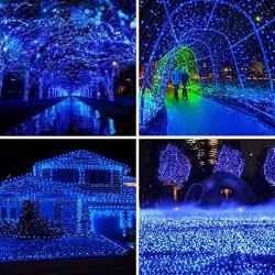 Baimo 2 Pack 33ft Solar String Lights, 100 LED 8 Modes Waterproof Fairy Lights for Garden, Tree, Yard, Christmas, Wedding, Party Outdoor Indoor (Blue)