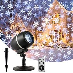 Tangkula Christmas Snowflake LED Projector Lights, Rotating Snowfall Projection with Remote Control, Outdoor Landscape Decorative Lighting for Christmas, Holiday, Party, Wedding, Garden, Patio