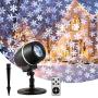 Tangkula Christmas Snowflake LED Projector Lights, Rotating Snowfall Projection with Remote Control, Outdoor Landscape Decorative Lighting for Christmas, Holiday, Party, Wedding, Garden, Patio
