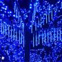 JMEXSUSS Christmas Lights Meteor Shower Rain Lights Solar Powered Meteor Shower Lights 30cm 8 Tube 144 LEDs, Blue Meteor Lights Led Falling Rain Lights for Xmas Tree Weeding Party