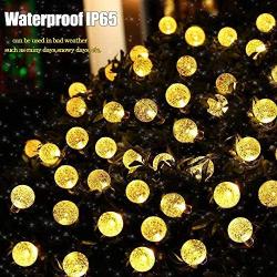 Garden Solar Lights, 50 LED 24ft 8 Modes Waterproof String Lights Outdoor Fairy Lights Globe Crystal Balls Decorative Lighting for Garden Yard Home Party Wedding Christmas Decoration (Warm White)