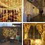 Window Curtain Lights, 8 Modes 300 LEDs USB Plug in Twinkle Fairy LED Copper Wire String Lights for Indoor Outdoor DIY Party Garden Home Festival Holiday Decorations, Warm White