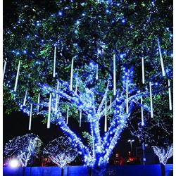 Meteor Shower Lights Christmas Lights LED Falling Rain Lights 30cm 8 Tubes Icicle Snow Raindrop Outdoor String Lights for Christmas Trees Holiday Decoration Wedding Party Patio Garden (White)