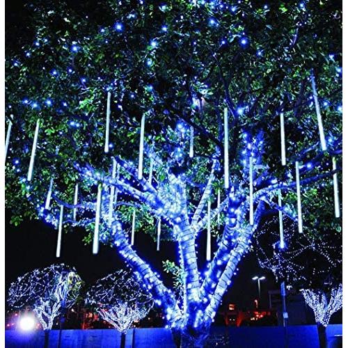 Meteor Shower Lights Christmas Lights LED Falling Rain Lights 30cm 8 Tubes Icicle Snow Raindrop Outdoor String Lights for Christmas Trees Holiday Decoration Wedding Party Patio Garden (White)