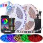 BIHRTC Led Strip Lights 5050 Rgb 600leds 32.8ft Led Lights Music Sync App Control Color Changing Rope Lights with Built-in Mic Remote Led Rope Strips Light Lighting for Bedroom Home Party