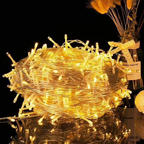 Quntis 328FT 500 LEDs Christmas Decorative Lights - Outdoor & Indoor Valentines Day String Lights 8 Modes Super Long Holiday Fairy Lights UL588 Approved for Home Garden Wedding Party, Warm White