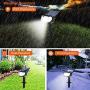 Solar Spotlight Outdoor Landscape Light 19 LED Waterproof with Adjustable Solar Panel and Adjustable Head Bright White Light 2-in-1 Powered Wall Light for Yard Walkway Driveway Garden 4 Pack