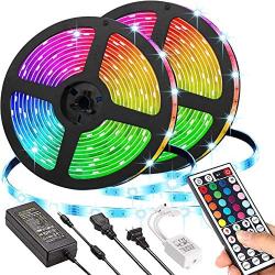 Led Strip Lights,UMICKOO 32.8 feet 10m RGB 300LEDs Waterproof Light Strip Kits with Infrared 44 Key, Suitable for Room,TV, Ceiling, Cupboard Bar Home Decoration