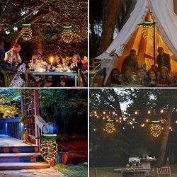 Solar Lights Hanging Outdoor,Solar Laterns Decorative Hanging,High-Brightness Waterproof 60 LED,Foldable Flexible,Decorate Garden,Courtyard,Pathway,Patio,forParty,Halloween,Christmas.2 Pack