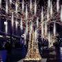 11.8 inch 10 Tubes 240 LED Meteor Shower Raindrop Lights with Timer Function Cascading Lights LED Icicle Lights Falling Raindrop Lights for Holiday Party Wedding Christmas Tree Decoration (White)