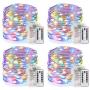 YOEEN 4 Pack 33Ft 100 LED Fairy Lights Battery Operated String Lights with 8 Modes Remote Control Timer Waterproof Copper Wire Twinkle Lights for Bedroom Wedding Party Chirstmas Decor, Multicolor