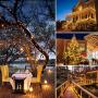 Solar String Lights Outdoor, 39Ft 120 LED Solar Fairy Lights Outdoor IP65 Waterproof 8 Modes Copper Wire Twinkle Lights for Garden Yard Patio Christmas Home Party Indoor Decorative (Warm White)