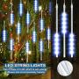 Number-one Meteor Shower Lights, LED Falling Rain Lights 50cm 10 Tube 480 LEDs Falling Raindrop Light, Waterproof Icicle Snow Fall String Lights for Xmas Tree Parties Wedding Garden (Blue)