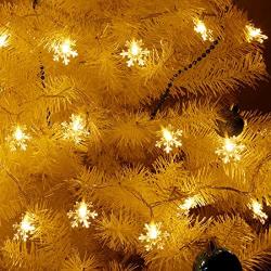 Twinkle Star 100 LED Christmas Snowflake String Lights, 49 FT Plug in Fairy Light Waterproof, Extendable for Indoor Outdoor Holiday Wedding Party, Xmas Tree, New Year, Garden Decorations, Warm White