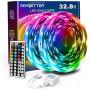 DAYBETTER Led Strip Lights 32.8ft 5050 RGB LEDs Color Changing Lights Strip for Bedroom, Desk, Home Decoration, with Remote and 12V Power Supply