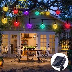 Solar String Lights Garden 50 LED 24Ft Outdoor String Lights Multi-Colored Waterproof Crystal Ball Fairy Lights, Decoration Lighting for Home, Garden, Patio, Yard, Christmas