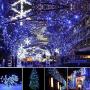 Quntis Christmas String Lights - Outdoor Indoor 132FT 300 LEDs Fairy String Lights Battery Operated Decoration Twinkle Lights with Timer for Home Garden Tree Wedding Party Valentines Day, Blue White