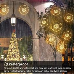 Firework Lights, Homga 4 Pack String Lights 600 LED Starburst Lights Copper Wire Lights, 8 Modes Battery Operated Fairy Lights with Remote, Waterproof Decorative Hanging Lights Party Garden Christmas