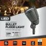 Newhouse Lighting BLF12BRZ 12-Watt Die-Cast Aluminum LED Bullet Flood Outdoor, Weatherproof Landscape Lighting 1205 Lumens, 3000K Warm White, 1/2'' Knuckle Mount Bronze