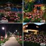 HeyMate Solar Garden Lights Outdoor 2 Pack Solar Pink Rose Flower Lights with 10 Roses Solar Christmas Decorative Lights Waterproof for Patio,Backyard,Yard,Pathway,Xmas Decorations