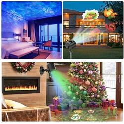 Holidays Outdoor 2 in 1 Projector Lights with Colorful Changing Water Wave with Remote Control Waterproof Decorations for Xmas/Party- 16 Patterns