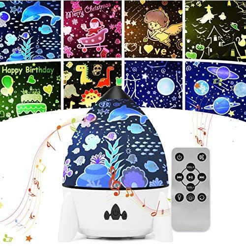 Night Light Projector for Kids - Star Light Projector for Bedroom, 7 Lighting Modes Mood Lights for Baby Boys Girls Teens Adults Children Room, with Remote Control and 8 Sets of Film