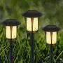 LANSGARINE 6 Pack Glass Solar Lights Pathway Outdoor,Newest Design,Bright Garden Stake lights,Waterproof Wireless Sun Powered Landscape Lighting for Yard Patio Walkway Lawn(Black,Warm White)