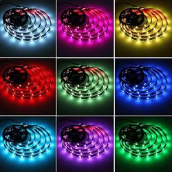 USB LED Strip Lights with Remote Control, 6.56FT/2M,5050RGB, 5 Volts,Safe and Touchable,DIY Indoor/Outdoor. (6.56FT/2M)