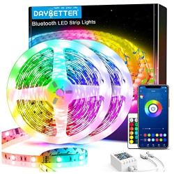 60ft Daybetter Smart Bluetooth Led Lights,5050 RGB Led Strip Lights Kits with Remote, App Control Timer Schedule Led Music Strip Lights(2 Rolls of 30ft)