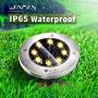 Solar Lights Outdoor Decorative Garden Lights Solar Powered Solar Pathway Lights Solar Ground Lights Waterproof for Yard Patio Landscape Path Disk Lights 8 LED (Warm White 8 Pack)