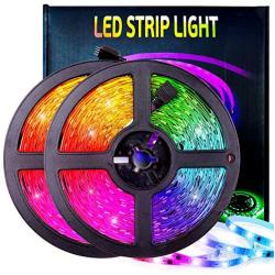 Yardeen 65.6ft LED Strip Lights, Bluetooth Extra-Long 5050RGB, UL Adapter 2x32.8ft 600LEDs for iOS and Android, 44-Key Controller/App Controlled Music Lights for Home, Kitchen, TV, Party