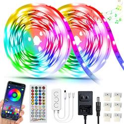 LED Strip Lights 32.8ft, RGB LED Light Strip, Led Music Sync Color Changing Light Timing with 44 Keys Music Remote Bluetooth APP Controller Rainbow Led Lights for Bedroom, TV, Party