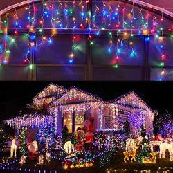 Led Icicle Lights Outdoor Christmas Decorations Lights 400LED 8 Modes Icicle Christmas Lights, Outdoor Fairy String Lights for Party, Holiday, Wedding Decorations (Multicolor)