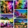 2-Pack 48FT Color Outdoor String Lights, RGB LED String Light with 30+5 LED Bulbs, Colorful Dimmable Commercial Patio café Backyard Garden lights, 2 Remote Controls, Waterproof, 96FT total