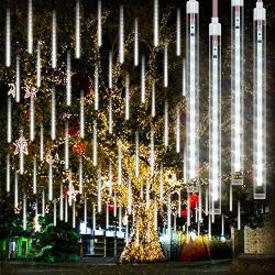 Blasoul Led Meteor Shower Rain Lights - 24 Tubes 12.2Inch 576 LED Dripping Christmas Lights Outdoor IP65 Waterproof Led Falling Ice Lights for Wedding Party Xmas Patio Xmas Decoration White (24 Tubes)