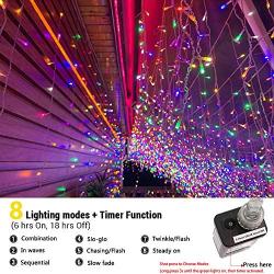 Toodour LED Icicle Lights, 360 LED Christmas Lights, 29.5ft, 8 Modes, Window Curtain Fairy Lights with 60 drops, Icicle Fairy Twinkle Lights for Christmas, Party, Holiday Decorations (Multicolor)