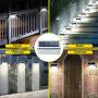 ROSHWEY Deck Lights Outdoor 30 LED Stainless Steel Fence Post Solar Lamps Waterproof Step Lighting for Walkway Stairs (Pack of 10, Cool White Light)