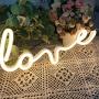 Protecu Love Neon Sign, 3 AA Battery/USB Powered Neon Lights LED Signs for Bedroom Neon Signs for Wall Decor, Neon Signs for Birthday, Party, Kids, Girls Room, Christmas, New Year Decor (Warm White 1)