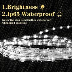 SURNIE Outdoor Rope Lights Waterproof 150ft Led Light Rope 110V 6500k Daylight White Led Strip Lights Cuttable Connectable for Deck Patio, Indoor Outside Use