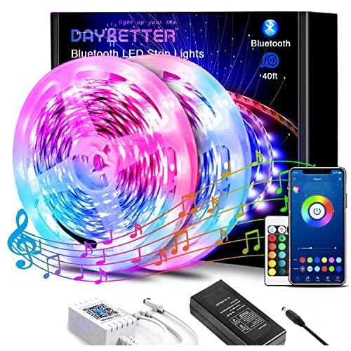 Daybetter LED Lights for Bedroom, Bluetooth Led Lights 40ft Led Strip Light