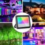 2 Pack 100W RGB LED Flood Light - Waygor Bluetooth Smart Floodlights Color Changing APP Control, Outdoor Waterproof Landscape Lights Dimmable 2700K, 5700K White, 16 Million Colors&Timing& Music Sync