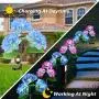 Solar Lights Outdoor Decorative - 2 Pack Hydrangea Solar Garden Stake Lights Waterproof and Realistic LED Flowers Powered Outdoor In-Ground Lights for Garden Lawn Patio Backyard (Blue)
