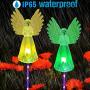 NY Solar Light Outdoor with Fiber Optic Angel Cemetery Decorations for Grave Solar Christmas Lights Outdoor Waterproof Garden Solar Powered Memorial Light for Loved Ones Garden Gifts for Mom 2 Pack